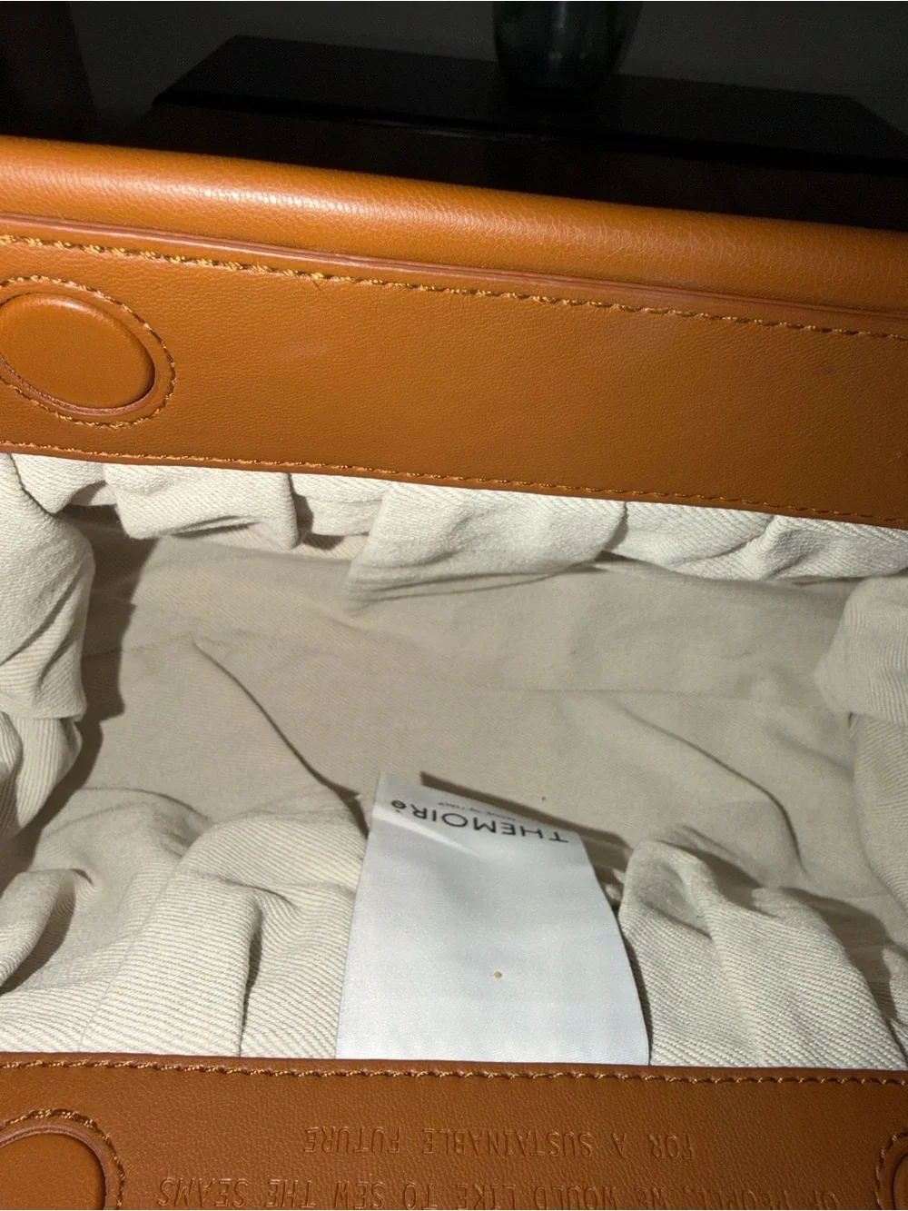 THEMOIRe Woven Vegan Leather Shoulder Bag in Cognac